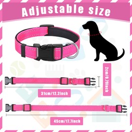 6 Pcs Reflective Dog Collar Soft Padded Breathable Nylon Pet Collar Adjustable Puppy Collar with Safety Locking Buckle for Dogs Cats Puppy Pets Accessories (Fresh Color, Medium)