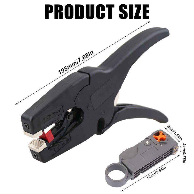 Wire Stripper, 0.03-10 mm² Wire Stripping Tool, Multifunctional with Small