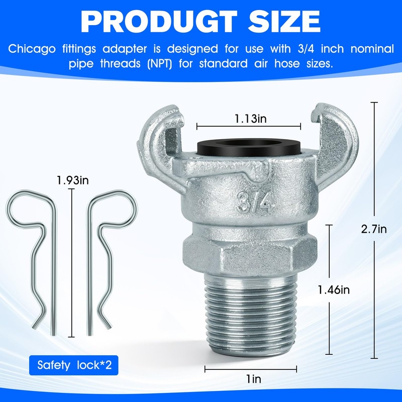3/4 Chicago Fitting for Air Hose Fitting NPT Male End
