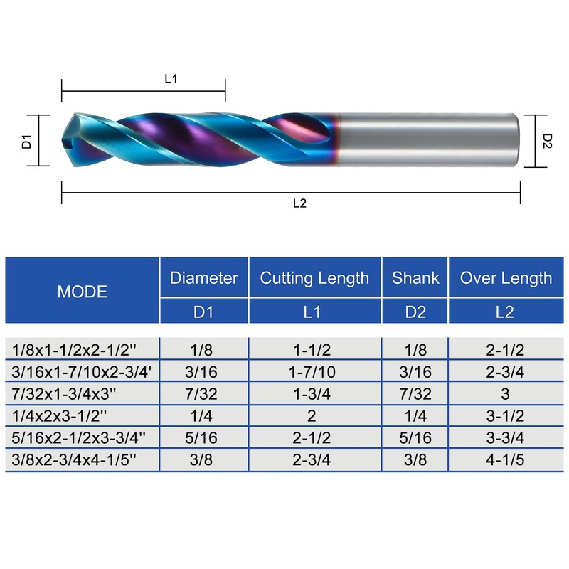 ‌AYCHOLIZ 6pcs Carbide CNC Drill Bit Set - 55 HRC