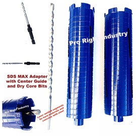 Pro Right Industry 2" & 3" Dry Diamond Core Bit with SDS MAX shank Adapter & Pilot bit
