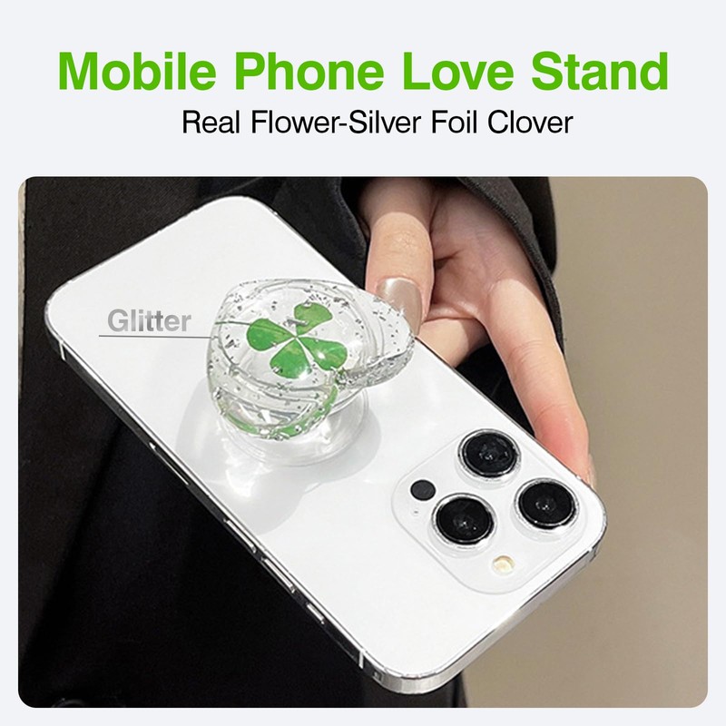 MaNeaz Love Lucky Charm Four Leaf Clover Extendable Holder and