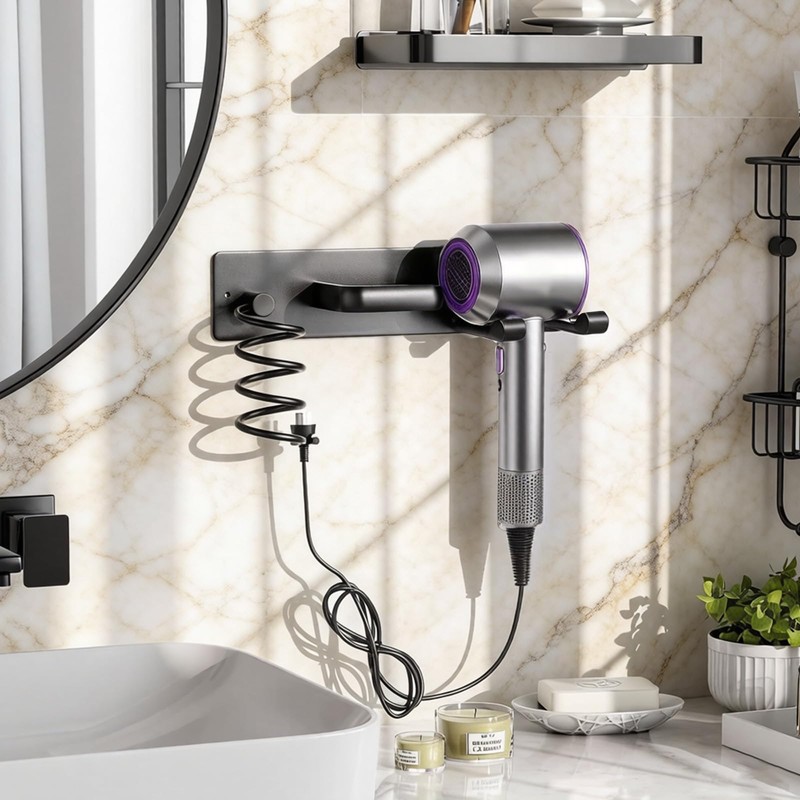 Hair Dryer Holder, 3 in 1 Curling Iron Holder &