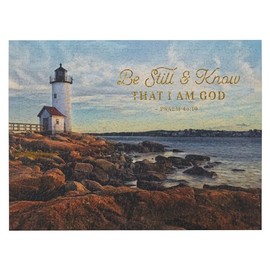 Christian Art Gifts 500 Piece Inspirational Scripture Jigsaw Puzzle for Men, Women & Kids: Be Still & Know Gold Bible Verse, Sturdy Easy Fit Die Cut Gold Multicolor Scenic Ocean Lighthouse, 18" x 24"