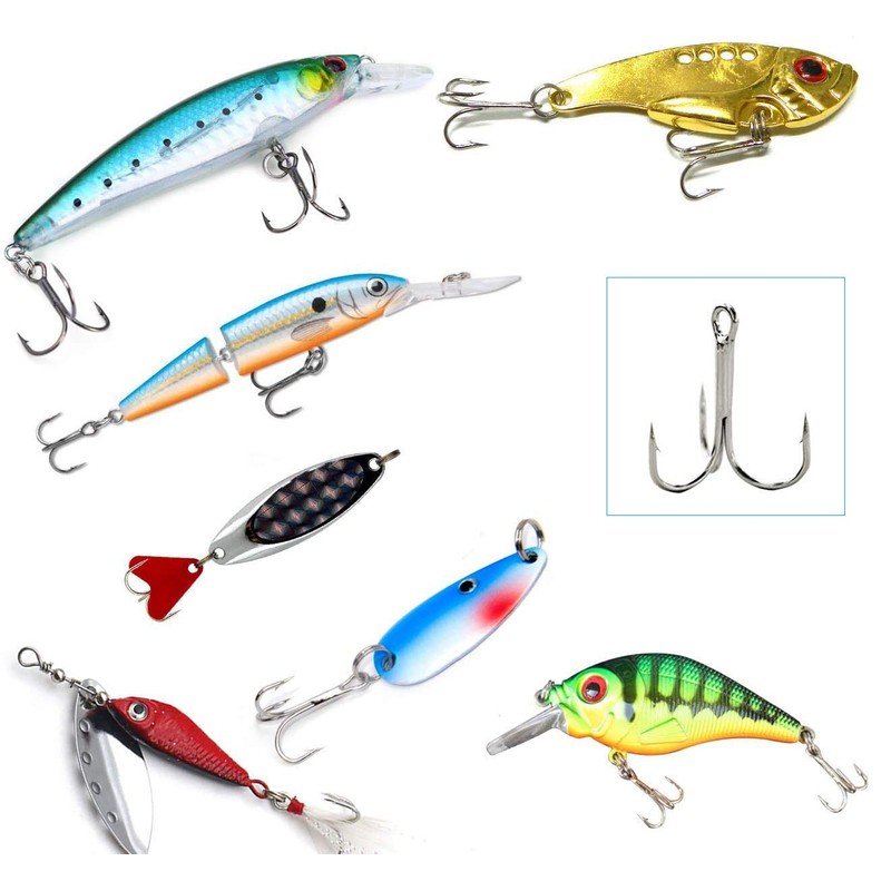 Fishing Treble Hooks Set, 140pcs Sharp High Carbon Steel Treble