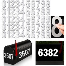 White Mailbox Numbers Reflective - 5 Sets Mailbox Numbers Sticker for Outside Vinyl Waterproof Number Decal, 3 inch Self Adhesive Address Numbers for Door, Business, Address Number (0-9)