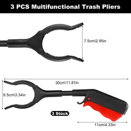 Sinofort Children's Grab Tongs, Pack of 3 Rubbish Grabber, 30 cm Gripper for Seniors, Short Rubbish Grabber, Grab Aid for People with Disabilities, Short Rubbish Tongs for Recycling, Garden, Yard