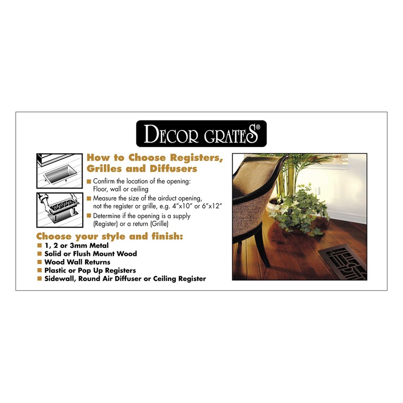 Decor Grates WS212-N 2-Inch by 12-Inch Wood Scroll Floor Register,