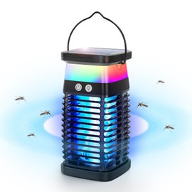 Portable Fly Trap for Indoor & Outdoor, Handheld Outdoor Bug Zapper - 4200V High-Voltage Electric Mosquito Killer with UV Light, IP68 Waterproof, USB-C & Solar Charging, 4000mAh Battery