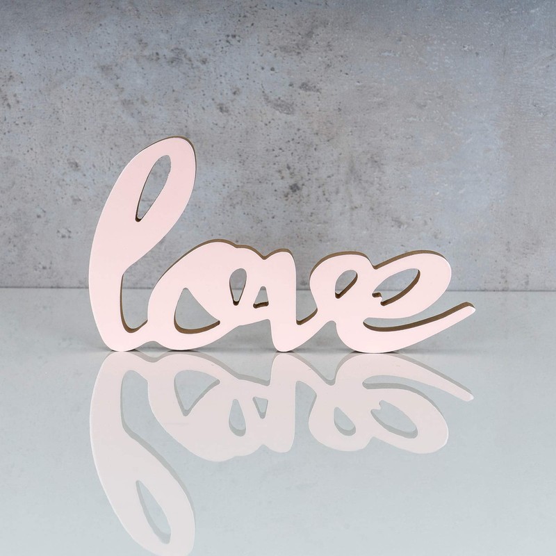 levandeo Lettering Love L22.5 cm Pastel Pink Wooden Table Decoration