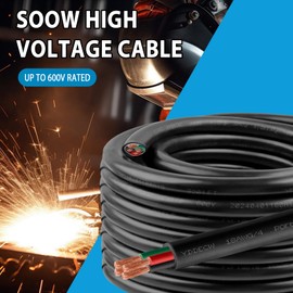YDDECW 150ft 18/4 18 AWG Portable Power Cable (4 Conductor) - SOOW 600V 18 Gauge Electric Wire for Motor Leads, Portable Lights, Battery Chargers and Machinery - 4 Conductor - 150 Feet Electrical Cord
