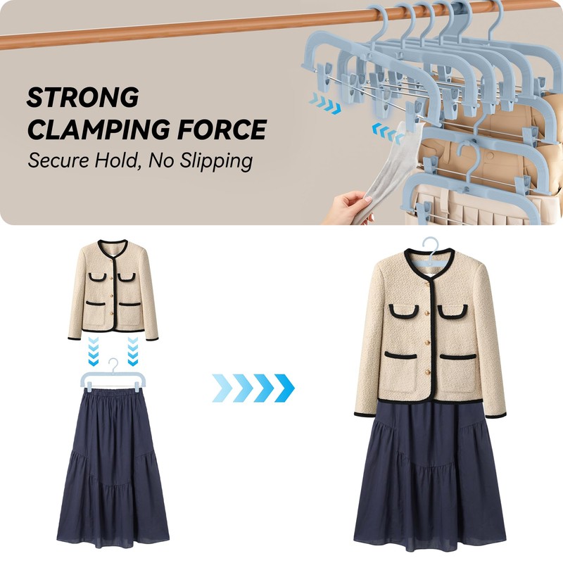 20 Pack Pants Hangers with Ribbed Grip, 13.5" Stackable Skirt