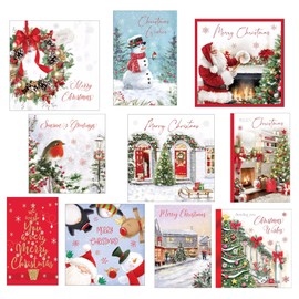 Christmas Cards Pack of 50 Each Xmas Card multipack has 10 different designs. Ecofriendly, Recyclable With Envelopes