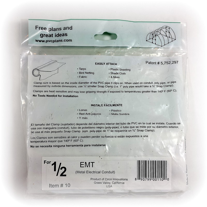 Snap Clamps for 1/2-Inch EMT, White, Pack of 10