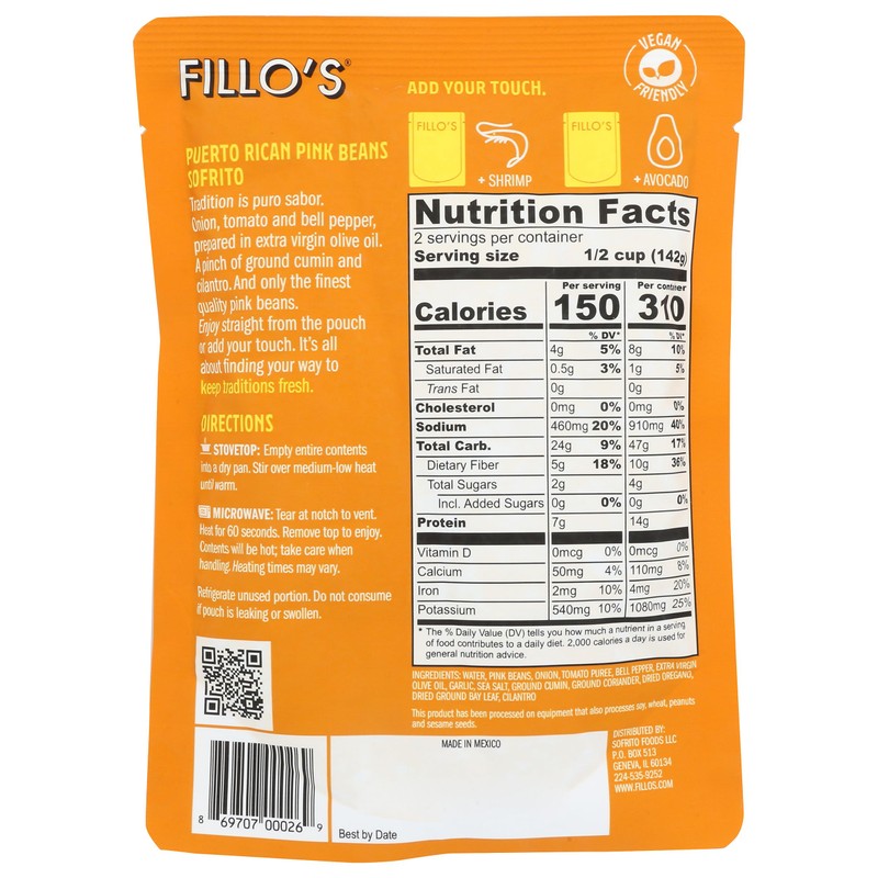 FILLOS Puerto Rican Pink Beans & Sofrito, 10 OZ