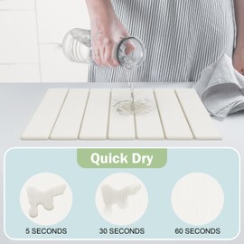 Stone Dish Drying Mat for Kitchen Counter,12"(L)×16"(W) Collapsible Fast-Drying Diatomaceous Earth Mats with Towel Sanding Tool,Versatile Stone Drying Mats for Cups Dishes Bottles