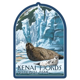 Die Cut Sticker Kenai Fjords National Park, Alaska, Seals and Ice Shelf, Contour Vinyl Sticker 1 to 3 inches (Waterproof Decal for Cars, Water Bottles, Laptops, Coolers), Small