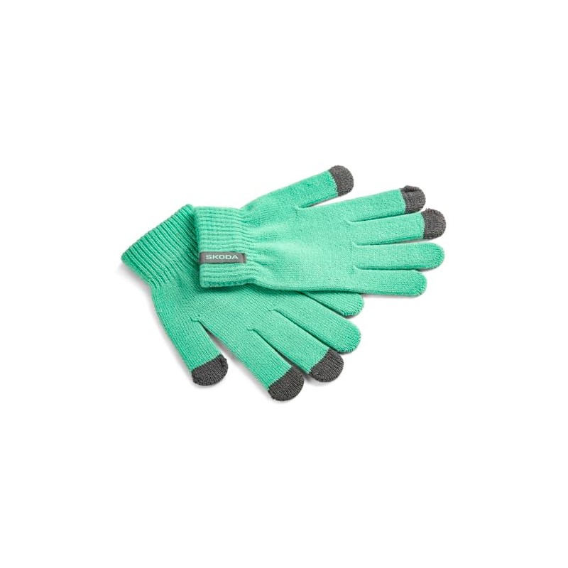 Skoda 000084341A622 Women's Knitted Gloves Touchscreen Smartphone Green, Green