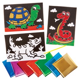 Baker Ross FN195 Reptiles Foil Pictures - Pack of 10, Arts and Crafts Foil Colouring Pictures from Building Kits