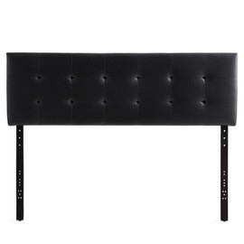 Edenbrook Hawthorne Faux Leather Headboard - Modern -Adjustable Height - Buttonless Tufting, King/Cal King, Black