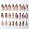 24Pcs Handmade Almond Press on Nails Medium Length Fake Nails