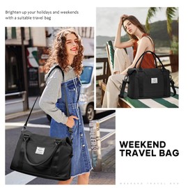 For Spirit Airlines Personal Item Bag 18x14x8 Foldie Travel Duffel Bag, Double expandable Gym Sport Tote Bag, Foldable Waterproof Weekender Carry On Overnight Bags for Airplanes Women Men,Black