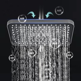 JINYOMFLY Rain Shower Heads, 12 Inches, Rainfall Shower Head, Rain Shower Square Shower Head, 360° Adjustable Rain Shower Head, Self-Cleaning Shower Head Rain Shower (Black 2)
