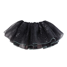 Girls Tutu Skirt 4 Layered Tulle Sparkly Ballet Skirt Sequines Ballet Dance Dress Princess Pettiskirt Dress Up 3-12 Years Black
