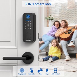 Amzloc Smart Door Lock,Fingerprint Keyless Entry Door Lock,Bluetooth App Control,Touchscreen Digital Keypad Smart Deadbolt Lock,Smart Locks for Front Door,Auto Lock,Easy Install,IP65 Watherproof