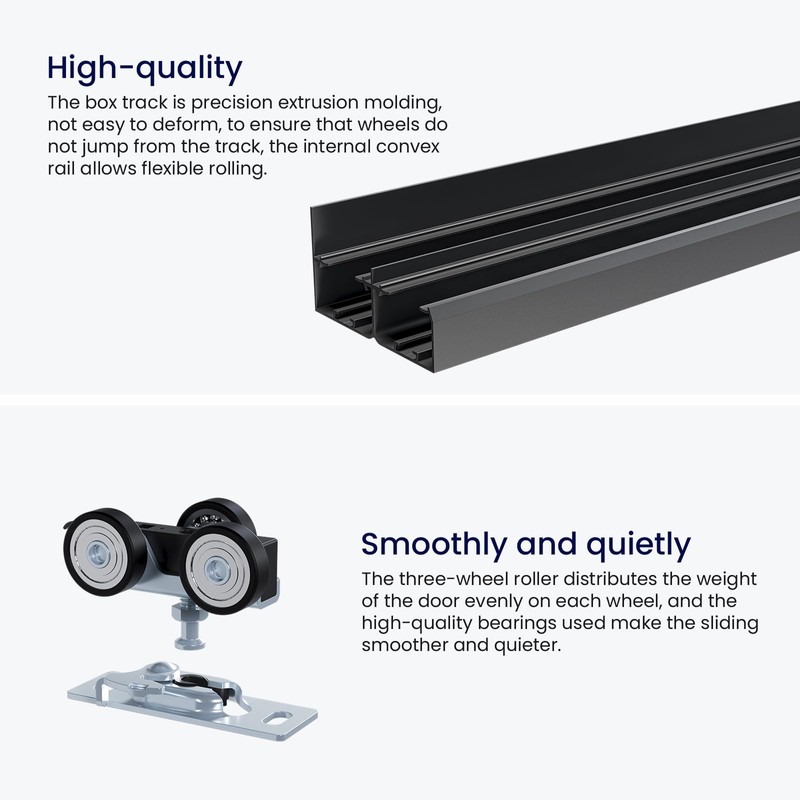 SMARTSTANDARD 60"/5FT Ceiling Mount Bypass Sliding Door Hardware Kit for