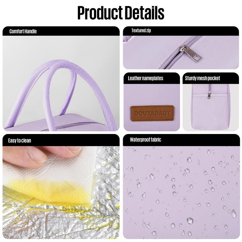 douyadady Lunch Bag Women/Men Lunch Box Women/Men (Lavender)