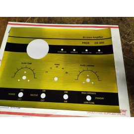 Pride Dx-300 Linear Amplifier Replacement Face Decal  Brushed Yellow Gold.