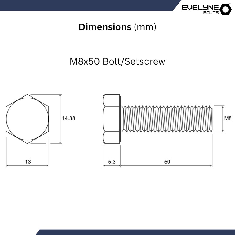 M8 Nut, Bolt & Spring Washer Set - 10 Pack: