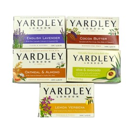 Yardley London Soap Bath Bar Bundle - 5 Bars: English Lavender, Oatmeal and Almond, Aloe and Avocado, Cocoa Butter, Lemon Verbena 4.25 Ounce Bars (Pack of 5 Bars, One of Each)