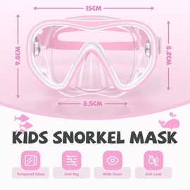 Findway Children's Diving Goggles, Swimming Goggles Snorkel Mask Children with Nose Protection, Suitable for Children Aged 4-16 Years, 180° HD Panoramic View, Waterproof and Anti-Fog Diving Mask