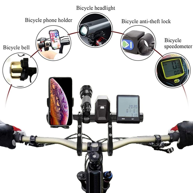 Bicycle Handlebar Extender, Aluminium Alloy Bicycle Handlebar Extension Bracket, Double