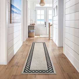 Nautica – Runner Rug | Indoor Runners for Hallways and Entry Rugs| Non-Slip and Non-Skid Entry and Kitchen Door Mat| Machine Washable Entryway Carpet Rugs | 30" x 120"| Trellis Natural Twist
