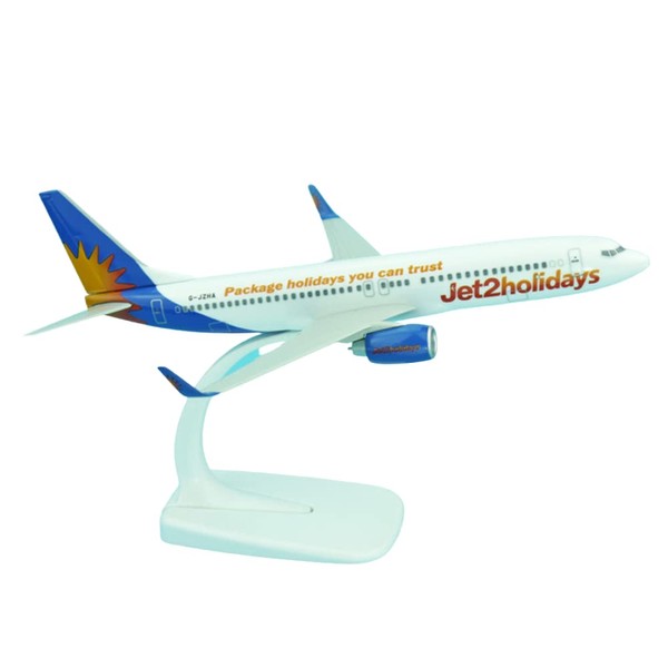 Model Airplane Jet2 Holidays Boeing 737-800 AeroClix G-JZHA 1/200 Scale Model Aircraft, perfect for display, 20cm length, comes with a stand