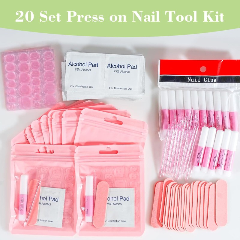 Kit De Manicura Desechable Con Lima, Pegamento, Almohadillas De Preparación,