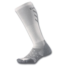 Thorlos Experia mens Energy Xeou Thin Cushion Compression Over the Calf Running Socks, White, X-Large US