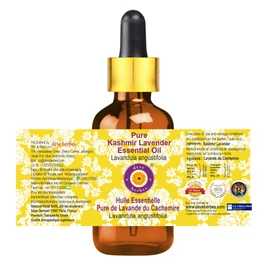 Deve Herbes Pure Kashmir Lavender Essential Oil (Lavandula angustifolia) with Glass Dropper Natural Therapeutic Grade Steam Distilled 10ml (0.33 oz)
