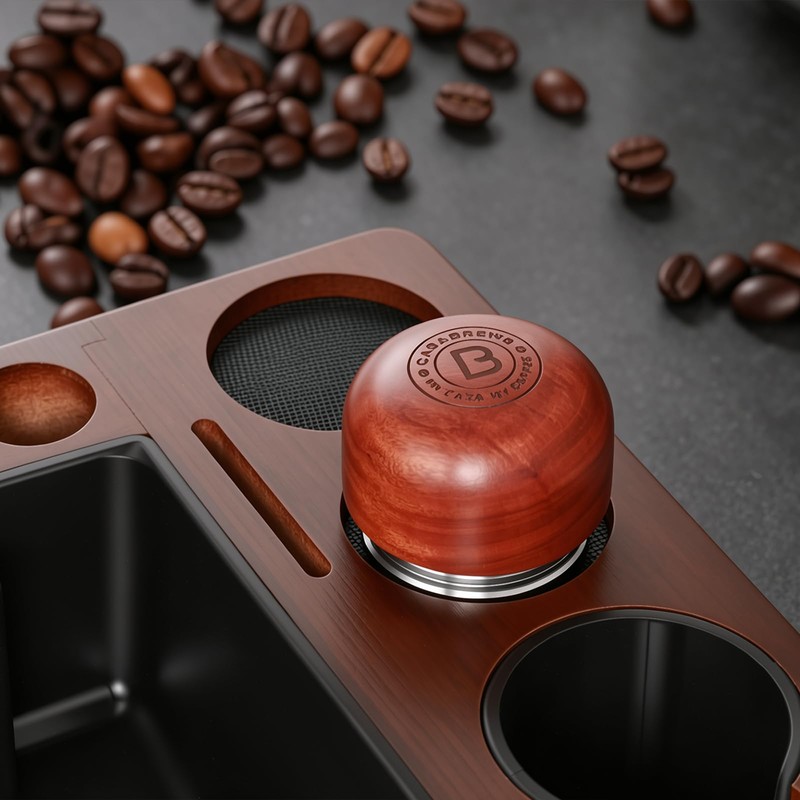 CASABREWS Espresso Distribution Tool, Coffee Distributor Espresso Leveler with Walnut