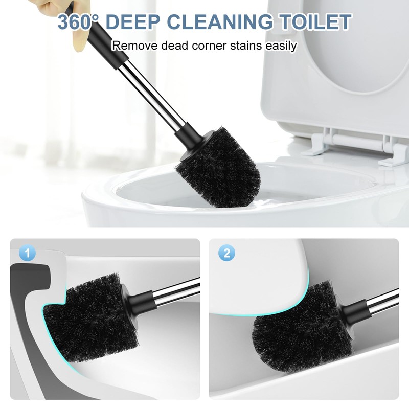 SetSail Toilet Brush and Holder 3 Pack, Self Closing Lid