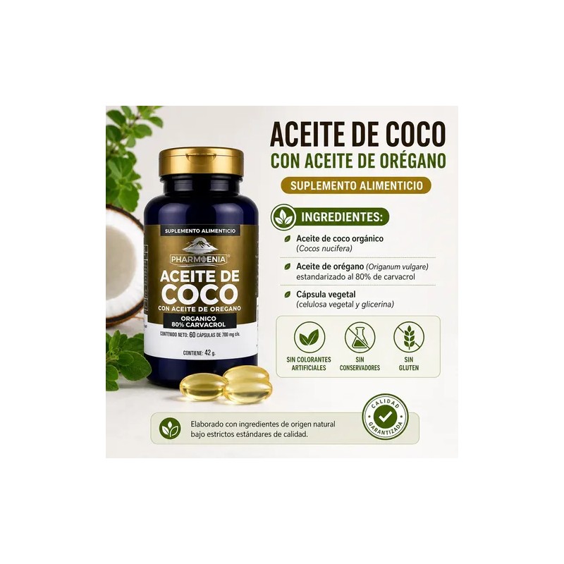 Capsulas De Aceite De Coco Con Aceite De Oregano 60