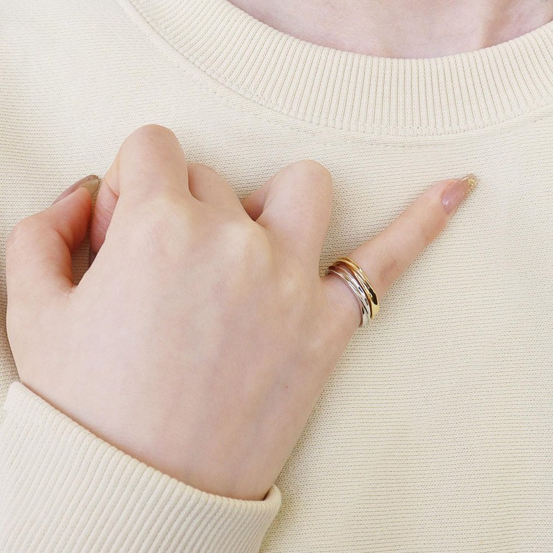 Lara Christie sv925 Women's Pinky Ring, 925 Silver, Yellow Gold,