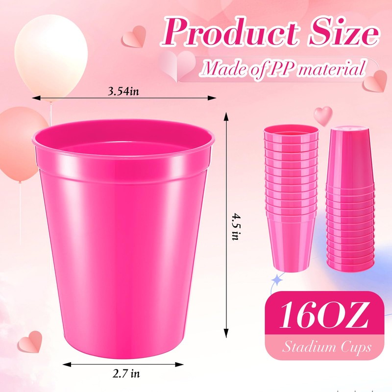 Yungyan 50 Pack 16oz Stadium Cups Reusable Plastic Cups Blank