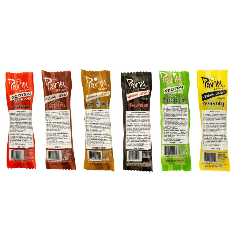 Primal Spirit Vegan Jerky - Most Popular Flavors Pack, 10