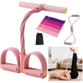 Kit Pilates 5 en 1 Profesional para Mujeres - Bandas Elásticas de Resistencia + Pedal Estirador de Tobillo de 8 Tubos Tensor de Tobillo Ajustables para Fitness/Yoga/Gym/Hogar