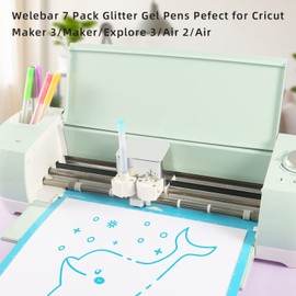 Welebar Glitter Gel Pens for Cricut Maker 3/Maker/Explore 3/Air 2/Air, Set of 7 Assorted Colours, 0.8 Glitter Pens for Writing and Drawing, Compatible with Cricut Cutting Machine