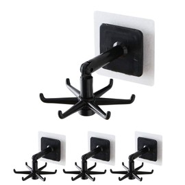 VIVLLEN 4Pcs 360° Rotating Folding Hook,Kitchen Nail-Free Rotating Shelf,Rotating Shelf Organizer Kitchen, Wall Mounted Kitchen Utensil Hanging Rack …